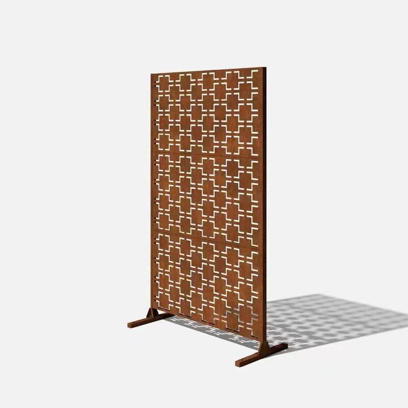 Outdoor Privacy Screen with Metal Stand, Outdoor Partition for Backyard Garden, Laser-Cut Privacy Fence Screen