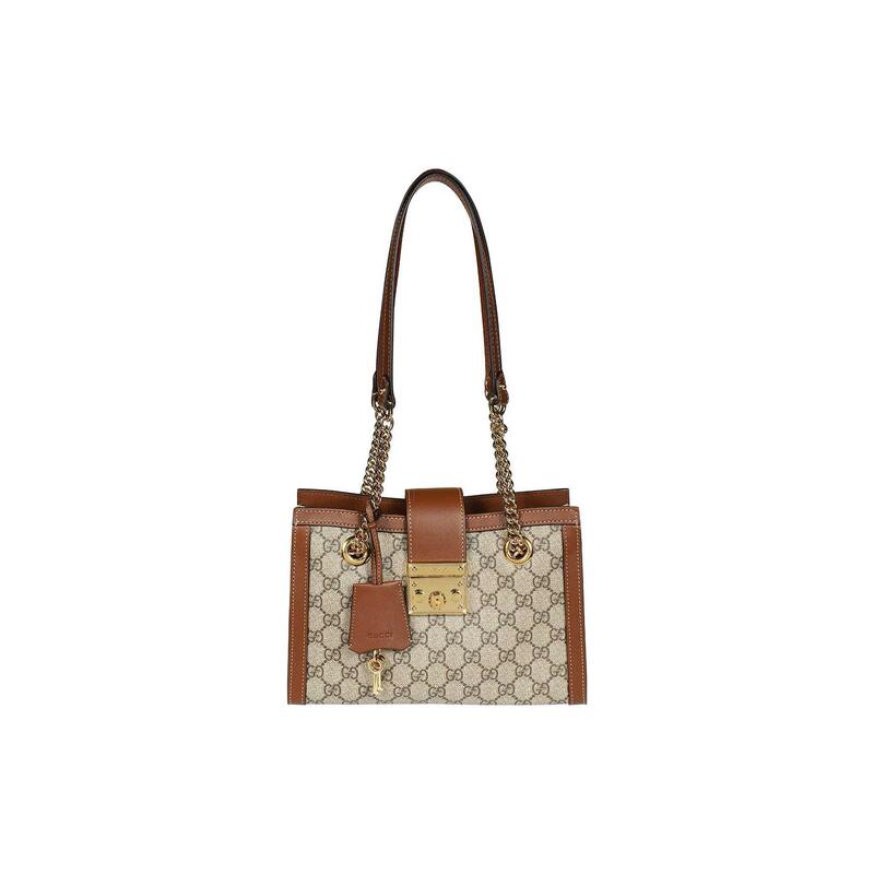 Unused Gucci/Gucci Padlock Series Canvas and Leather Patchwork Ebony-Colored Women's Tote Monogram Bag Unused Gucci/Gucci Padlock Series Canvas and Leather Patchwork Ebony-Colored Women's Tote Monogram Bag