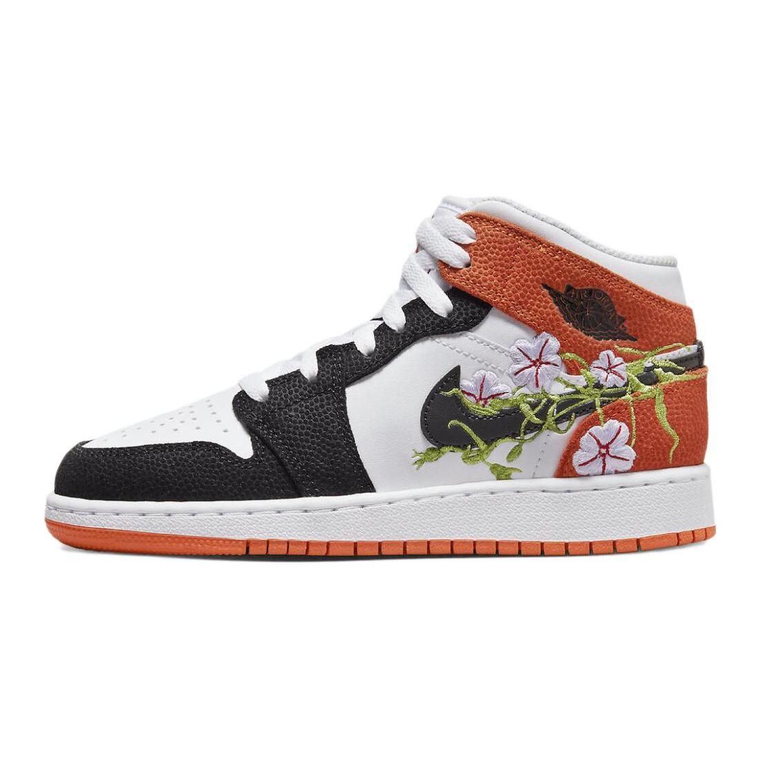 Jordan Air Jordan 1 Mid 皮革 舒适运动 耐磨 中帮 儿童篮球鞋