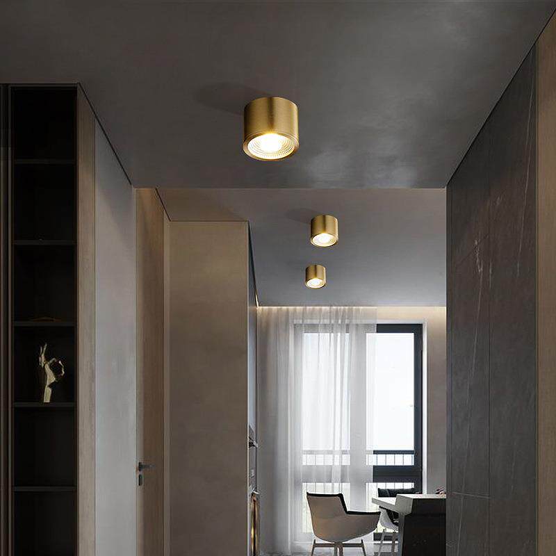 All-copper surface-mounted downlights, no openings, living room ceiling lights, Nordic light luxury corridor, entrance aisle, ceiling led spotlights