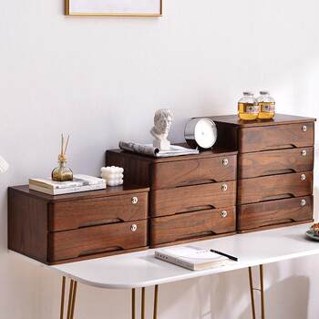 Solid wood desktop storage box with lock drawer multi-layer table storage cabinet miscellaneous storage cabinet office sorting box