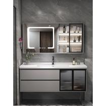 Modern smart bathroom cabinet combination bathroom ceramic integrated washbasin washbasin simple washbasin set