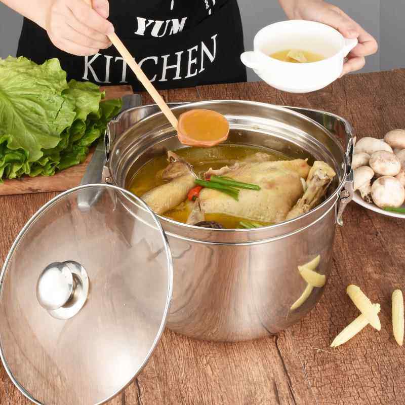 Insulated Pot, No-Fire Re-Cooking Pot, Energy-Saving Pot, Genuine Stainless Steel Stew Pot, 6L/9L Large Capacity Stew Pot, Gas and Electric Dual-Use