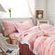 Bubble yarn full cotton wash cotton bed four-piece set pure cotton bed sheet quilt cover spring and summer fresh solid color bedding products