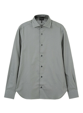 EMPORIO ARMANI阿玛尼 SS24 Logo提花单排扣长袖衬衫 男款 灰绿色