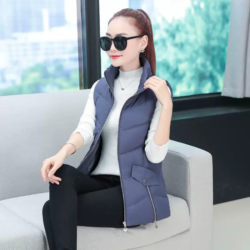 2019 vest mới của phụ nữ mùa thu và mùa đông dày của phụ nữ thời trang ấm áp cỡ lớn áo khoác nữ MM chất béo cotton ngắn - Áo vest