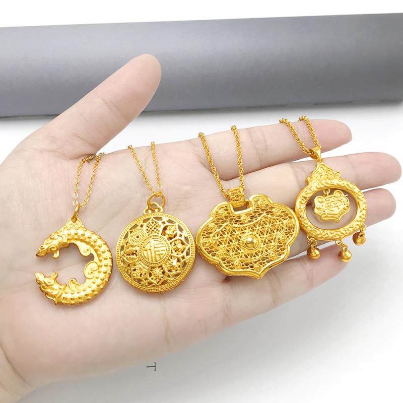 Zhou Dafu Huan USD necklace pendant pendant male and female Shenlong suspension 18K gold Ping An lock 16K gold ancient wind safety buckle