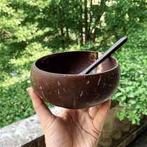 Coconut handicrafts old coconut shell bowl coconut shell utensils can be engraved salad children anti-fall bowl