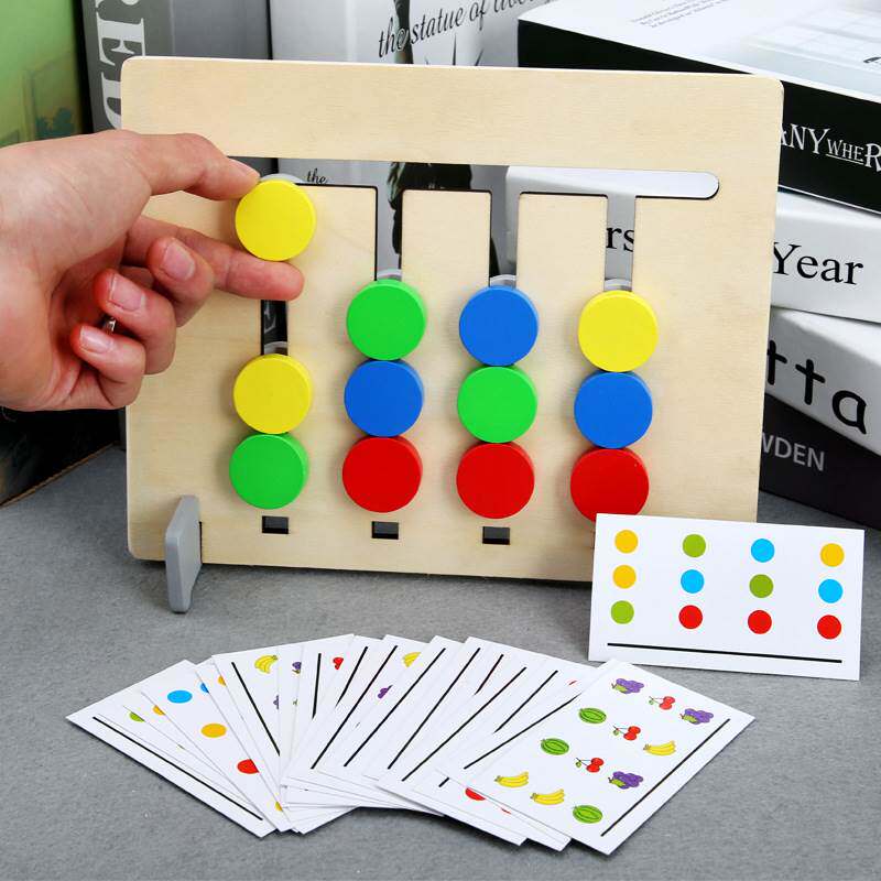 Children Early Education Four Color Games Fruit Logic Double-sided Dual-use Wooden Montessori Enlightenment Teaching Aids Children Toys