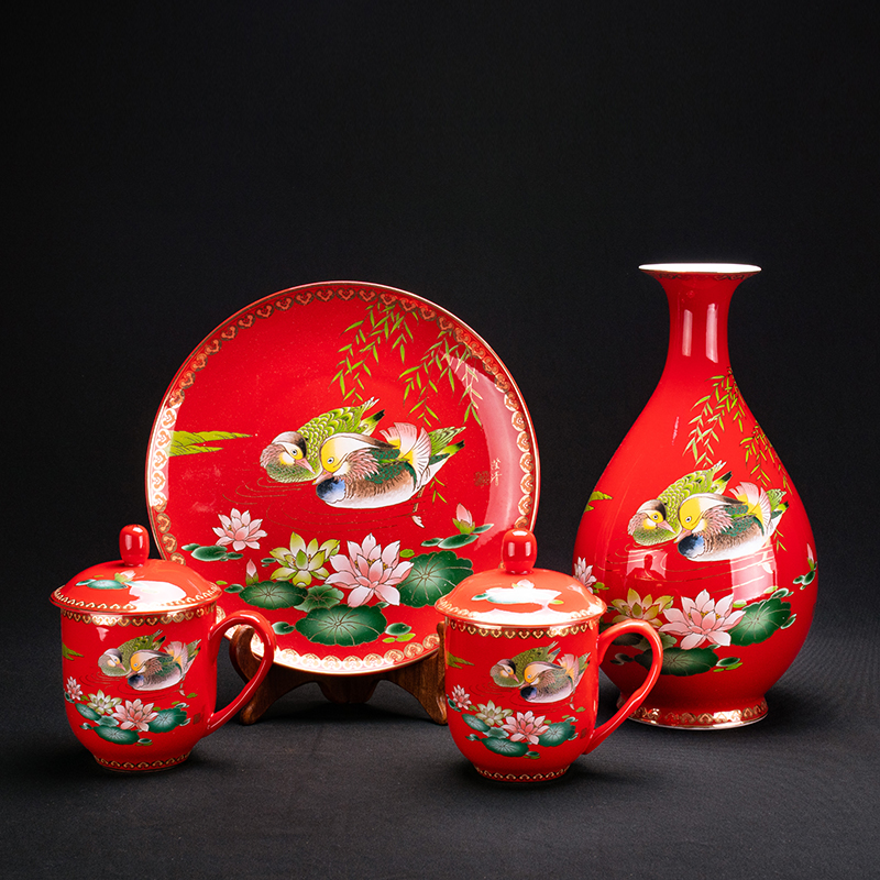 Festive delivery glazed down to five colorful artificial beauty masters Gu clarified design supervision system for hundreds of years good and joyous tea cup