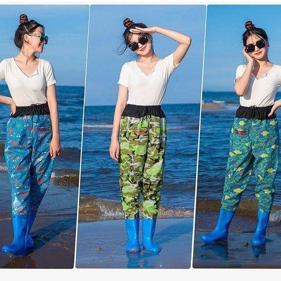 Women's Waterproof Pants, Half-Body One-Piece Rain Pants with Rain Boots, Waterproof Clothing, Beach Pants, Fishing Pants, Women's Waders