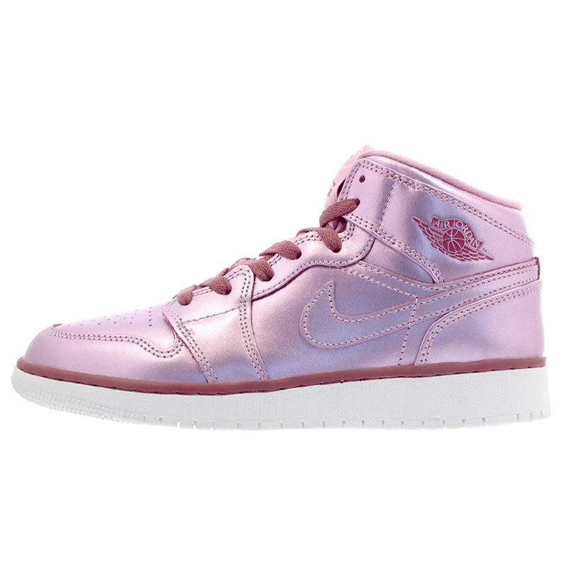 Jordan Air Jordan 1 MID Pink Rise 编织 经典 防滑轻便 中帮