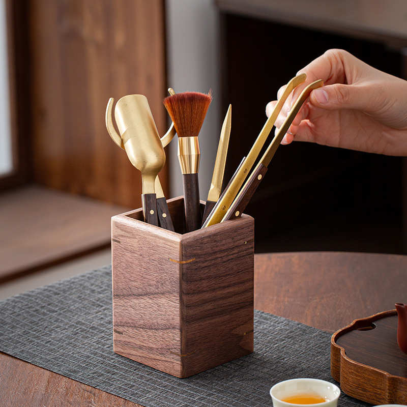 Tea ceremony Six Gentlemen Set Ebony Electric Wood Kung Fu Tea Set Tea Clip Tea Needle Tea Brewing Tool Accessories Tea Spoon