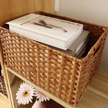 Woven storage basket rattan imitation living room tea table snack storage box book storage box debris storage box storage box storage basket