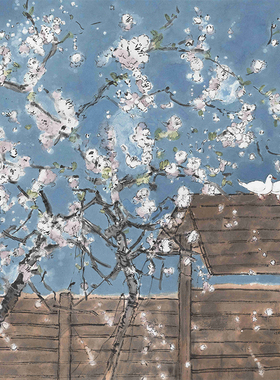 杨纪文-春花秋月 限量版画 简约客厅书房新中式田园装饰画带装裱