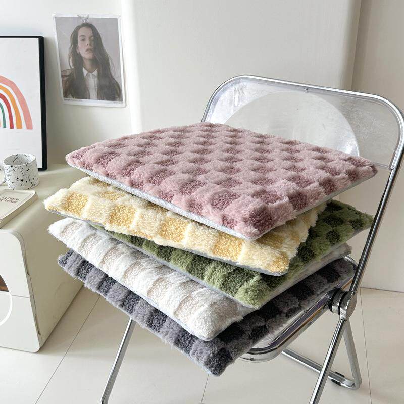New anti-slip plush cushion beauty gingham Thai rabbit velvet cushion tatami bay window cushion chair cushion