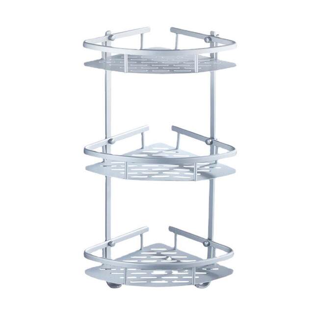 Kitchen Storage Rack, Bathroom No-Drill Suction Wall-Mounted Triangular Wall Rack, Titanium Alloy Bathroom Storage Rack