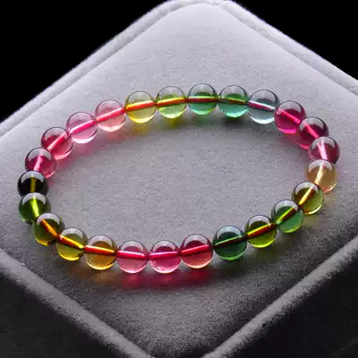 Beads 7 1mm weighs 14 46 grams Brazilian natural tourmaline multi-colored hands 90962