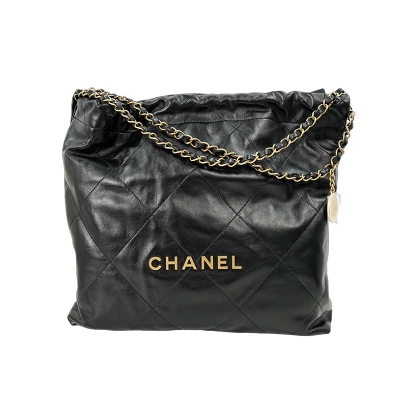 Brand New Chanel 22Bag Black and Gold Medium-Sized Oil-Waxed Cowhide Shopping Bag Shoulder Bag for Women Brand New Chanel 22Bag Black and Gold Medium-Sized Oil-Waxed Cowhide Shopping Bag Shoulder Bag for Women
