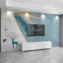 Simple TV background wallpaper wall covering living room sofa wallpaper light luxury style Elk film and television wall decoration mural wall covering