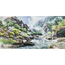 Auction of Korean ink landscapes and traditional Chinese paintings. Mount Kumgang Valley. Pure hand-painted decoration by first-class artist Song Myung-soo.