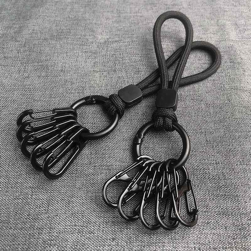 Metal Figure-Eight Buckle S-Shaped Open Ring Outdoor Hiking Backpack Hook Black Anti-Loss Portable Car Keychain
