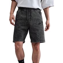 Nike Sportswear 品牌logo水洗宽松系带牛仔短裤 男款 黑色