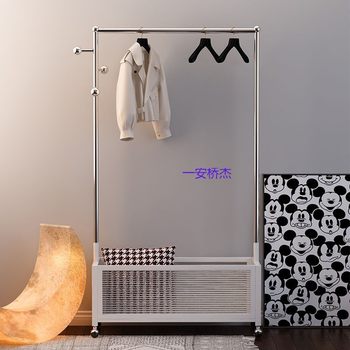 Zf light luxury clothes rack floor-standing bedroom overnight storage bedside clothes at night artifact corner moving clothes rack