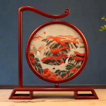 Suzhou embroidery finely polished pure handmade rosewood double-sided embroidery ornament Good Luck Chinese style craft gift