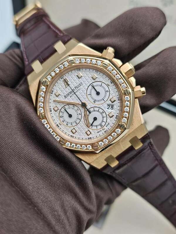 98% New Ap Audemars Piguet Royal Oak 26022Or.Oo.D0 with Diamond-Encrusted Rose Gold Automatic Mechanical Men's Watch, Genuine Product