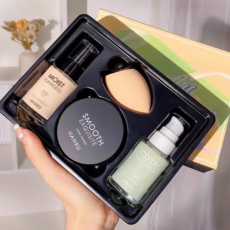 Authentic Makeup Base Set: Foundation + Primer + Setting Powder, Oil Control, Long-Lasting, Non-Cakey, Concealer, Brightening Authentic Makeup Base Set: Foundation + Primer + Setting Powder, Oil Control, Long-Lasting, Non-Cakey, Concealer, Brightening