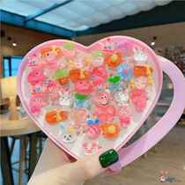 Childrens Ring Girls Adjustable Ring Princess Color Diamond Jewelry Accessories Baby Girl Plastic Cute Cartoon Accessories