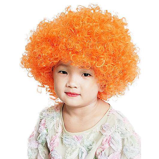 球迷假发爆炸头小丑头套儿童幼儿园表演搞笑道具彩色头发套圆卷发