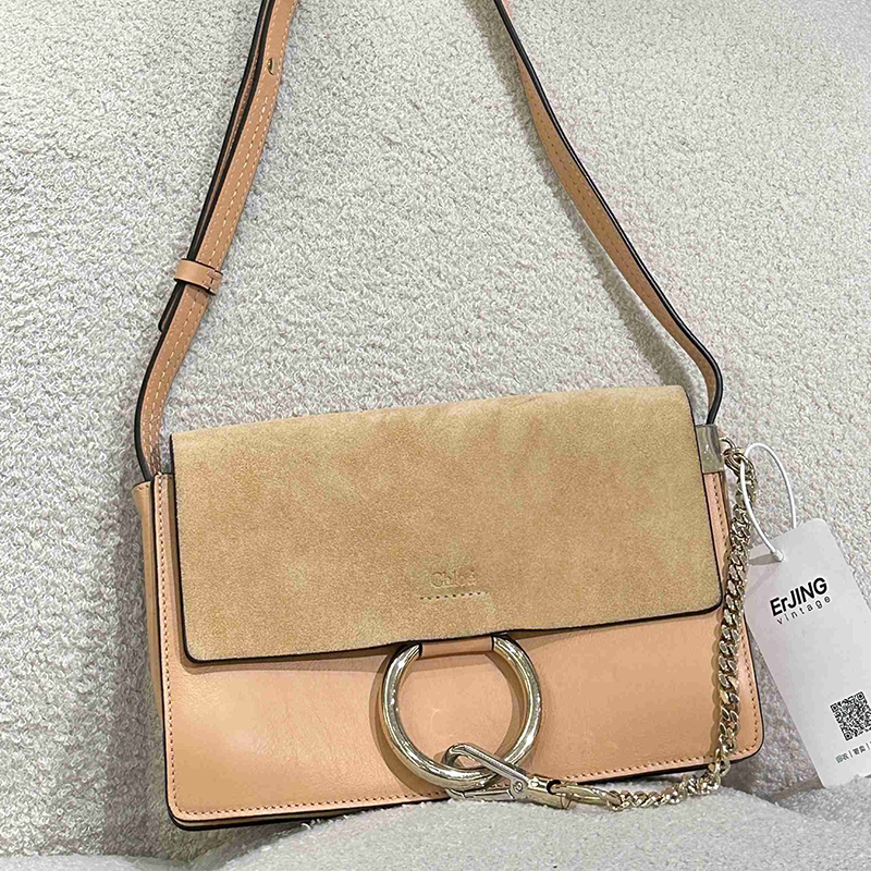 【 70% off Instant Buy 】95% New Chloe Classic Honey-Colored Suede and Leather Combination Buckle Shoulder Crossbody Bag