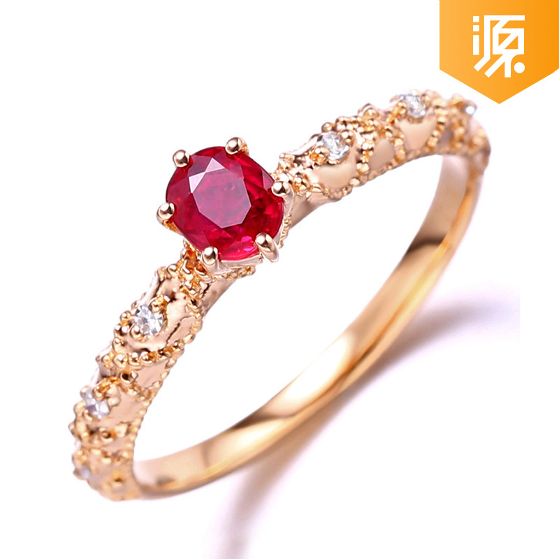 Ruby Ring Palace Court Wind 18K Gold Real Drill (Source Fine Mining) Jewelry Custom Activities