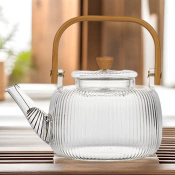 Vertical Pattern Electric Ceramic Stove Steaming Tea Ware High Borosilicate Glass Bamboo Wood Beam Pot Household Kettle Teapot Tea Set