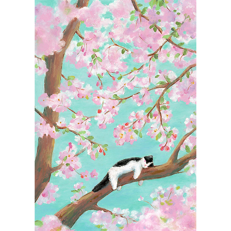 Time-limited pick-up] Guochao artist Little Kwai Sister (Haitang Spring Sleeping) Limited edition Painting Sweet healing decorations-Taobao