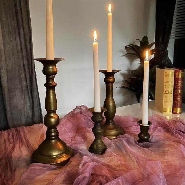 Retro European candlestick ornaments iron art living room dining table home candle holder photography props metal candle cup