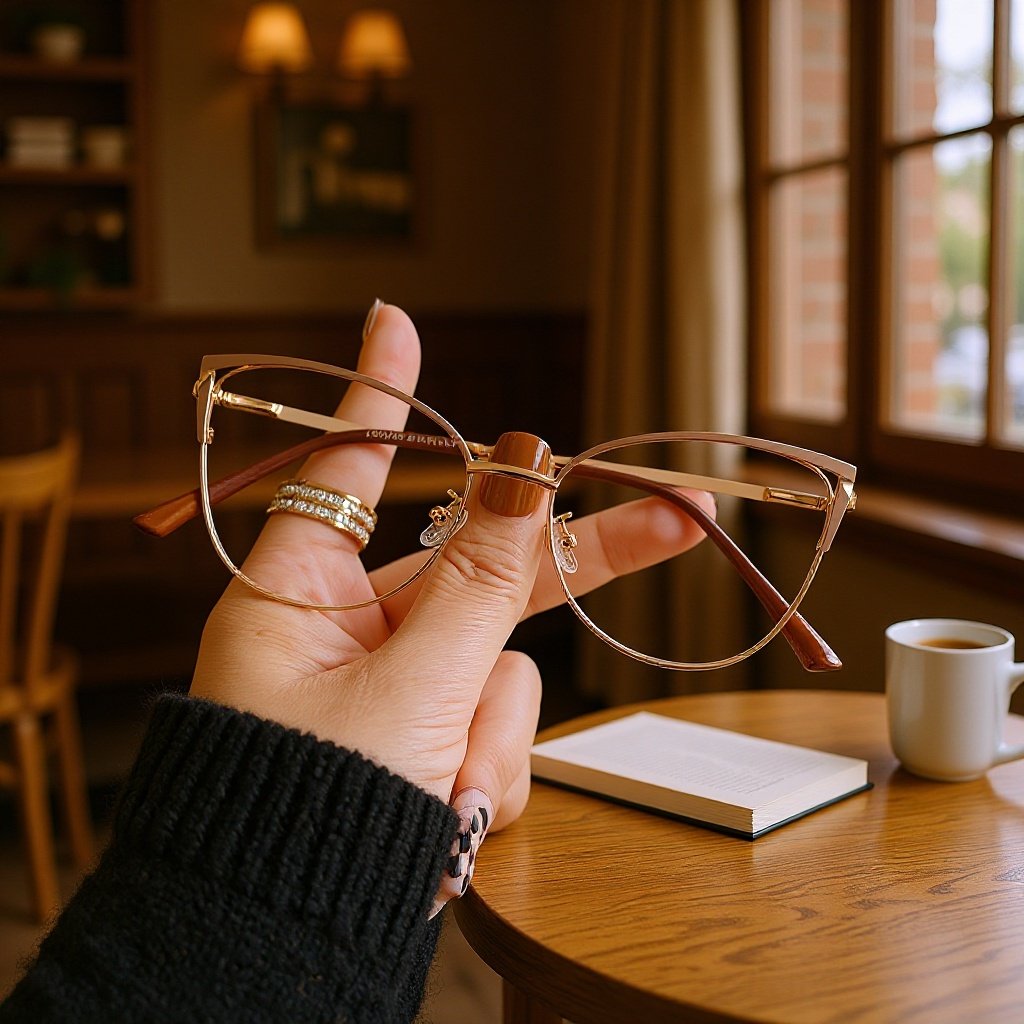 New Cat-Shaped Full-Frame Glasses with Anti-Blue Light and Non-Prescription Lenses for Women, Metal Frames, Wholesale from Manufacturer, Christmas Holiday
