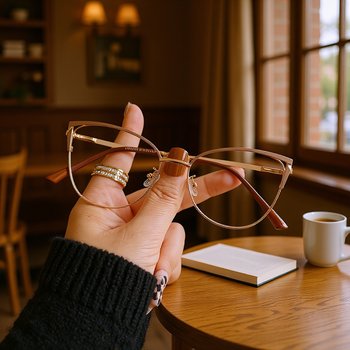 New Cat-Shaped Full-Frame Glasses with Anti-Blue Light and Non-Prescription Lenses for Women, Metal Frames, Wholesale from Manufacturer, Christmas Holiday