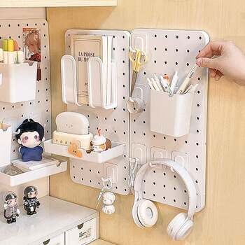 Hole board dormitory goodies desktop wall door storage artifact desk wall-mounted punch-free storage rack accessories
