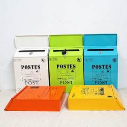 For Home Express Receiving Box Door Post Office Box Retro Tin Outdoor Wall Hanging Letter with Lock Newspaper Box Post Box