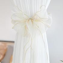 French light luxury high-end living room curtain tie white lace bow tie rope gauze curtain tie tie drawstring decoration