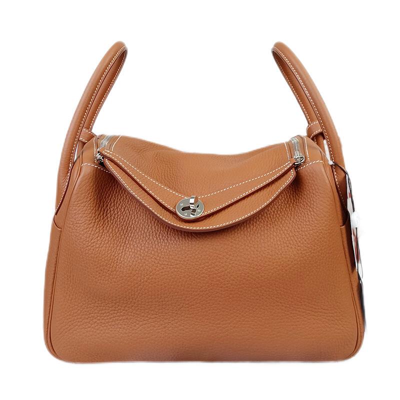 Brand New Hermes Lindy30 Gold Brown Silver Buckle Shoulder Handbag