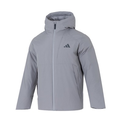 adidas户外科技风连帽运动休闲长袖保暖时尚夹克含羽绒外套男款