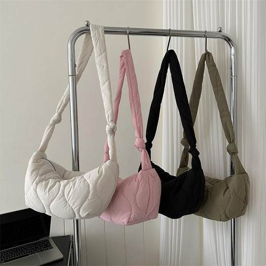 大容量棉服时尚新款褶皱云朵包绣线简约休闲托特腋下包包女