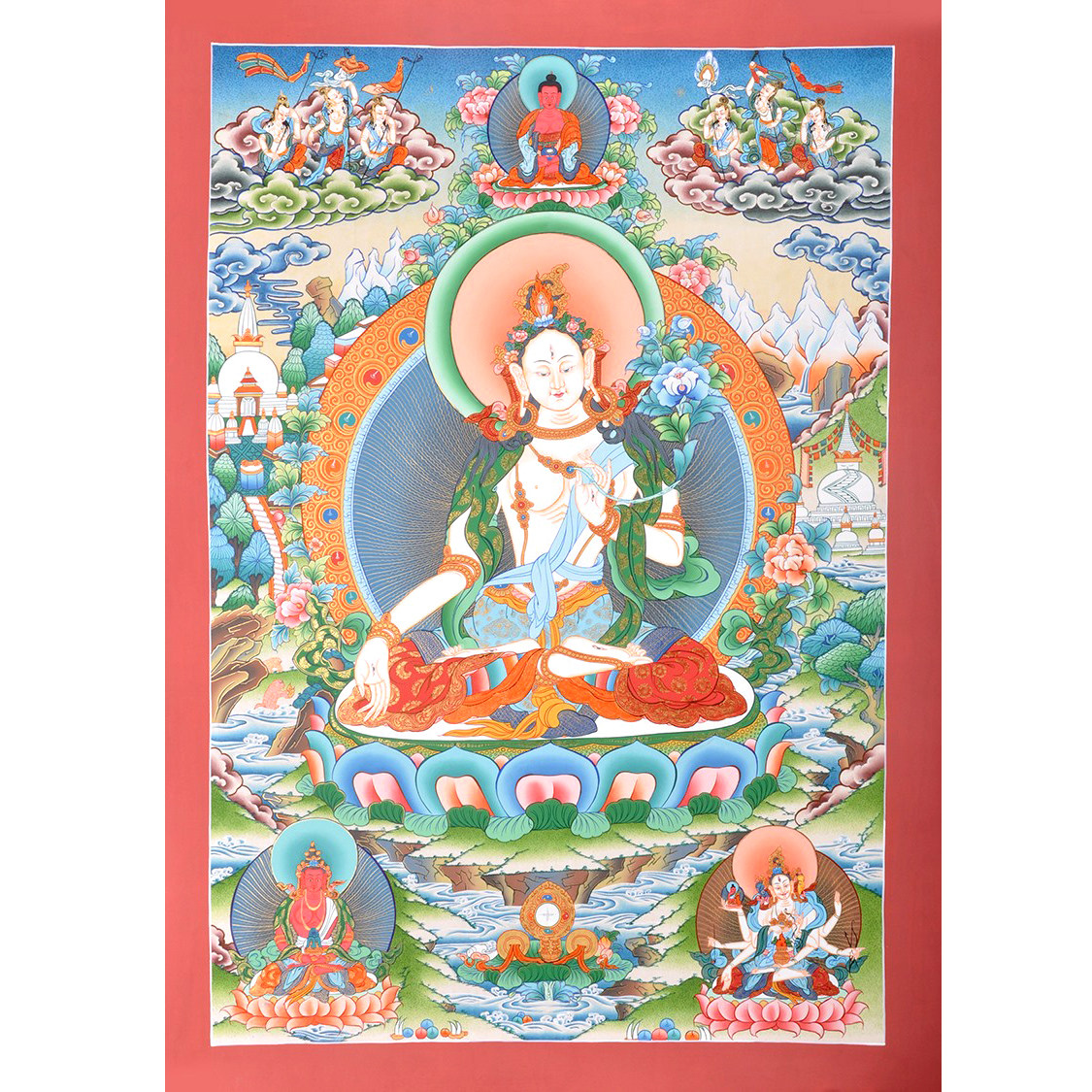 Pure hand painted Donka white degree mother height 60cm Good epiphany Nepalese Donka art painting institute out of TD24