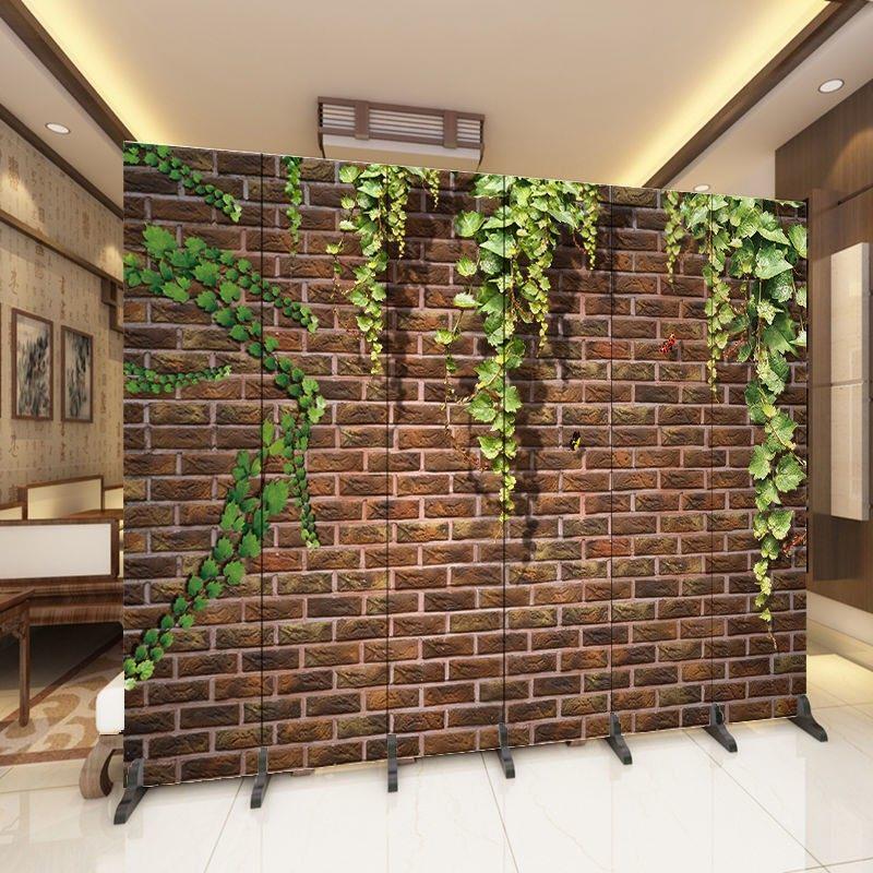 Screen-Foldable Movable Restaurant Partition Wall with Vintage Background for Simple Private Rooms in Hotels and Barbecue/Hot Pot Restaurants