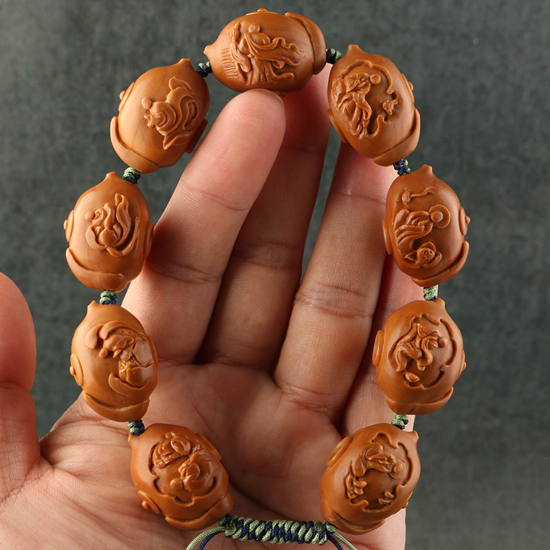 2 15x2 7cm (no-phase Buddha teapot) Jiang Qinghua's work of olive nuclear sculpted three-flower oil nuclear men's hand strings