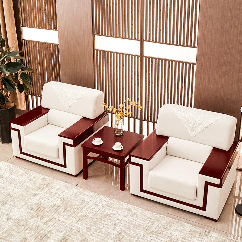 Conference room reception room conference sofa Chinese style fabric business office sofa coffee table combination set reception sofa